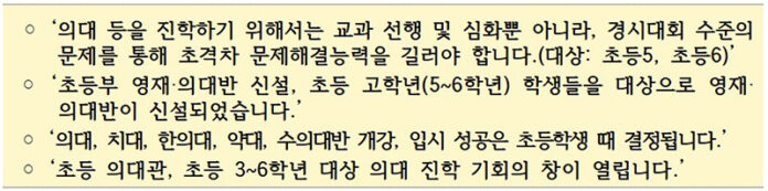 선행학습 유발 인터넷 광고 사례